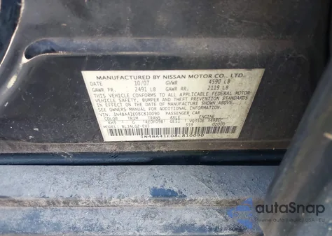 2008 Nissan Maxima 3.5 Sl из США, поврежденный, VIN 1N4BA41E08C810090